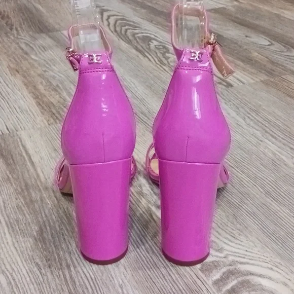 Sam Edelman Hot Pink Patent Block Heel Sandals - Picture 6 of 14
